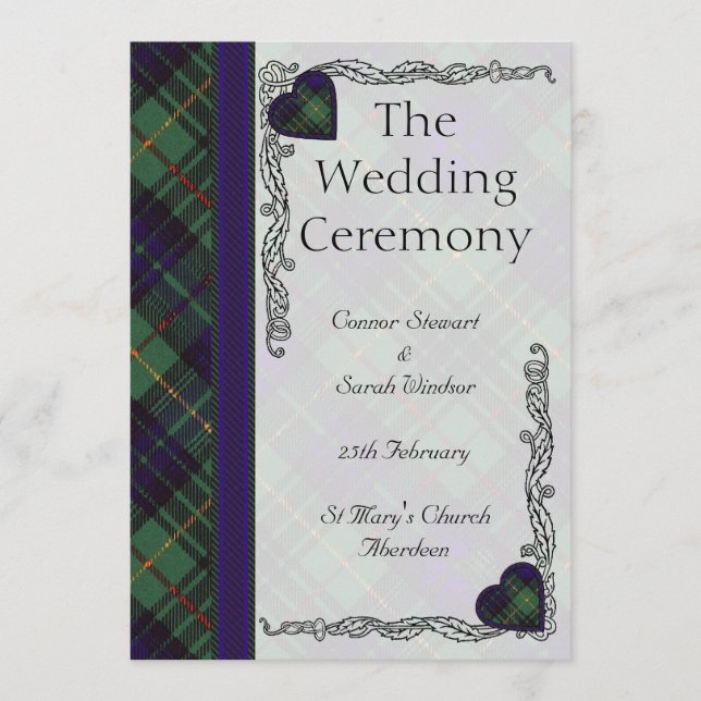 Scottish Tartan Wedding program - Stewart Hunting (Front)