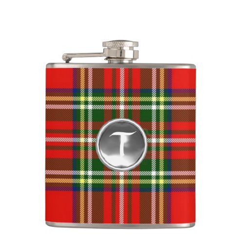 SCOTTISH TARTAN WHITE GEMSTONE MONOGRAM FLASK