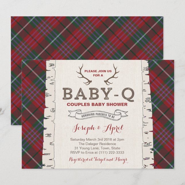 Scottish Tartan Wilderness Co-ed Baby Shower Invitation (Front/Back)