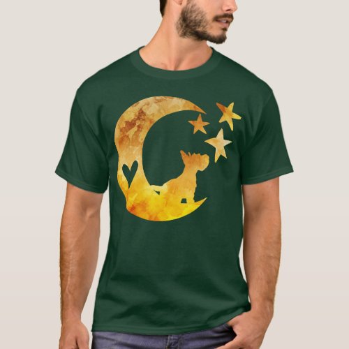 Scottish Terrier aka Scottie Dog Art With Moon And T_Shirt