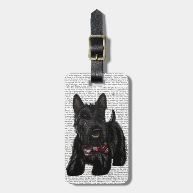 Scottish Terrier and Bow Luggage Tag (Front Vertical)