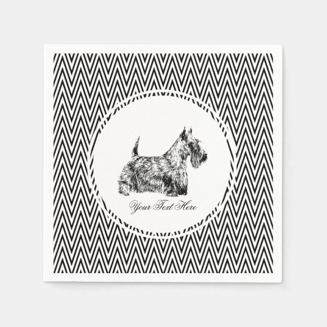Scottish Terrier and Chevron Personalize Napkins (Front)