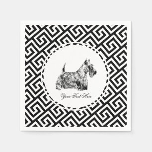 Scottish Terrier and Greek Key Personalize Napkins