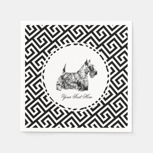 Scottish Terrier and Greek Key Personalize Napkins