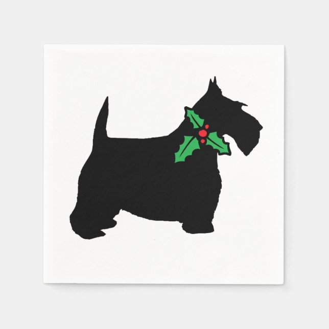 Scottish Terrier and Holly Napkins (Front)