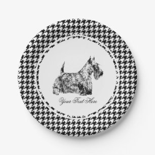 Scottish Terrier and Houndstooth Personalize Paper Plates