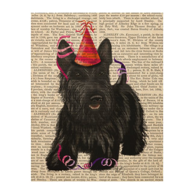 Scottish Terrier and Party Hat Wood Wall Art (Front)