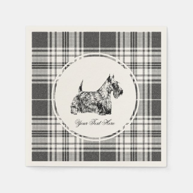 Scottish Terrier and Plaid Personalize Napkins (Front)