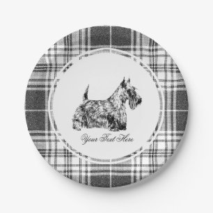 Scottish Terrier and Plaid Personalize Paper Plates