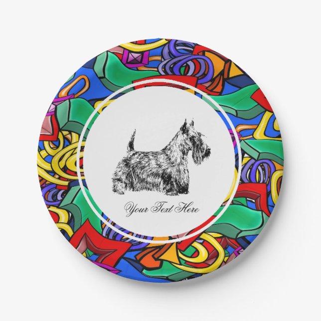Scottish Terrier and Pop Art  Paper Plates (Front)