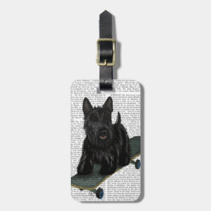Scottish Terrier and Skateboard Luggage Tag
