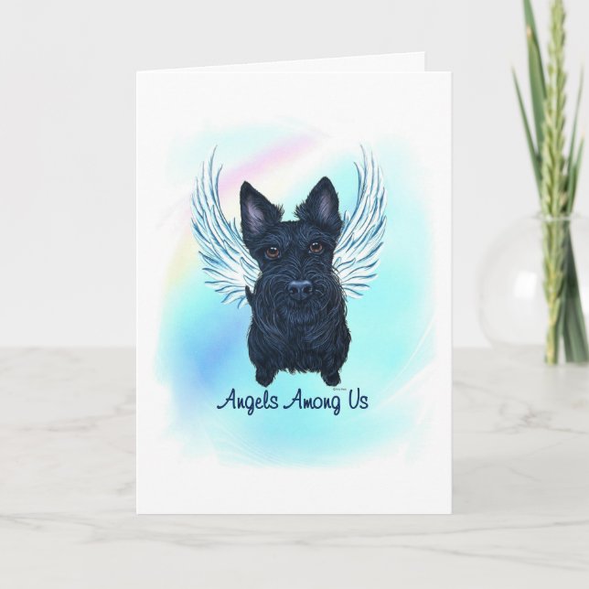Scottish Terrier Angel Dog Pet Loss Sympathy Card (Front)