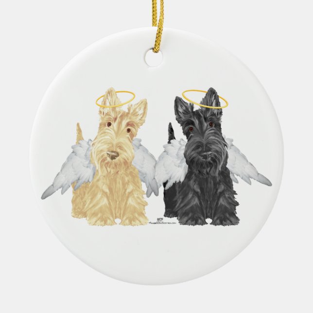 Scottish Terrier Angels Ceramic Ornament (Front)