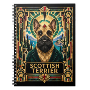 Scottish Terrier, Art Deco Dog Notebook
