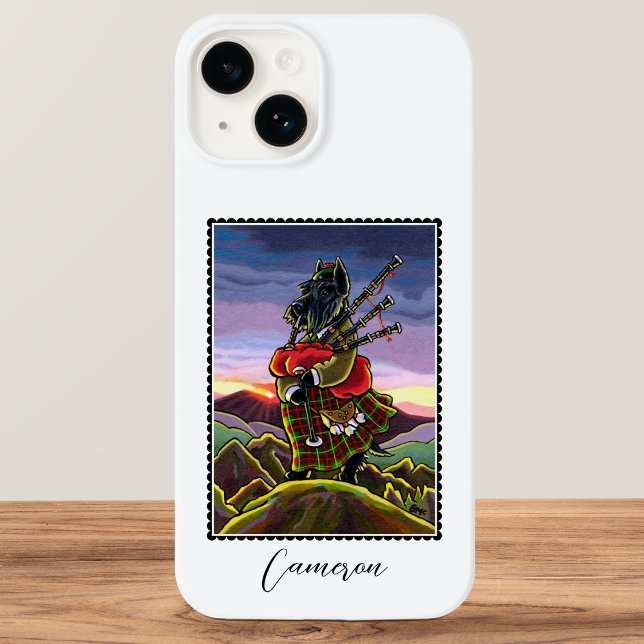 Scottish Terrier Bagpipes Kilt Dog Custom Name Case-Mate iPhone Case (Creator Uploaded)