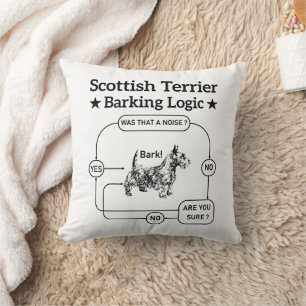 Scottish Terrier Barking Logic Funny Dog Sarcastic Throw Pillow