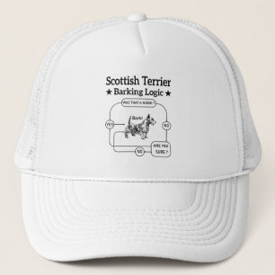 Scottish Terrier Barking Logic Funny Dog Sarcastic Trucker Hat