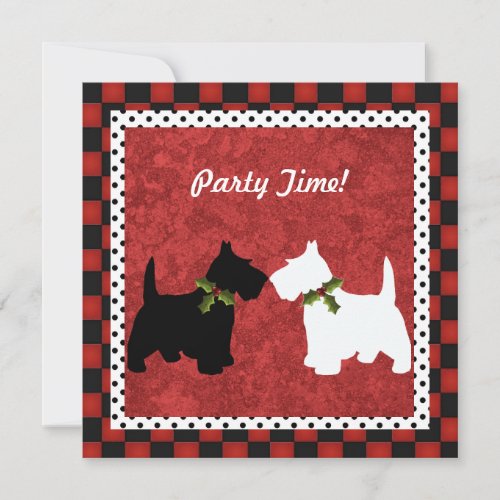 Scottish Terrier Black and White Christmas Fun Invitation