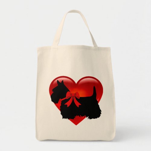 Scottish Terrier black cletic braid red heart Tote Bag