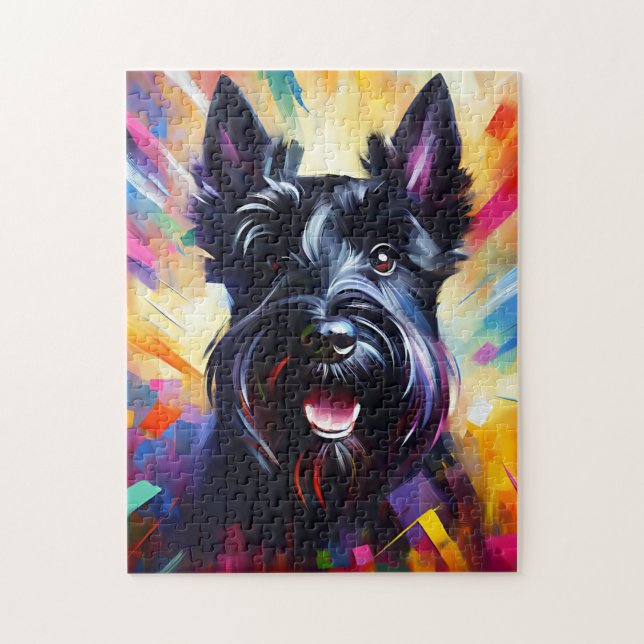 Scottish Terrier Black Dog Acrylic Print Dog Lover Jigsaw Puzzle (Vertical)