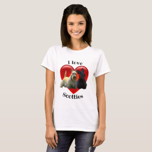 Scottish Terrier black, I Iove Scotties, red heart T-Shirt