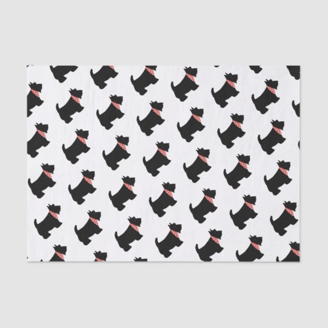 Scottish Terrier Black Scottie Dog Red Scarf Tissue Paper (Front)
