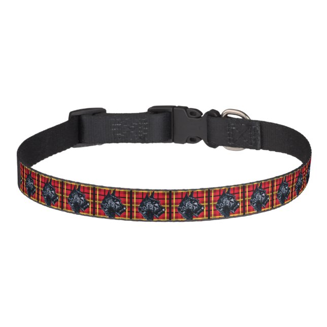 Scottish Terrier, Black Scottie plaid Dog Collar (Front)
