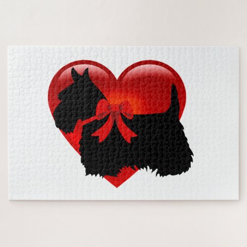 Scottish Terrier black sihouette heart1014 piece Jigsaw Puzzle