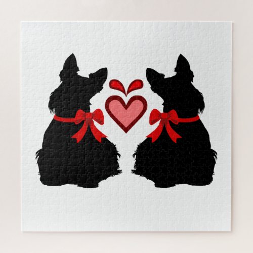 Scottish Terrier black sihouette heart676 piece Jigsaw Puzzle