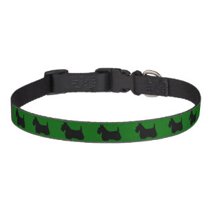 Scottish Terrier, black silhouette, Island green Pet Collar