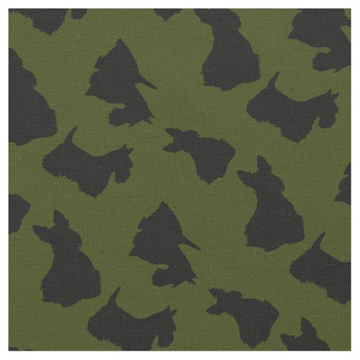 Scottish Terrier black silhouette, Odee green Fabric