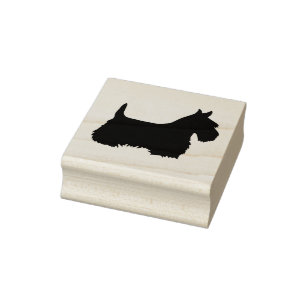 Scottish Terrier, black silhouette, terrier dog Rubber Stamp