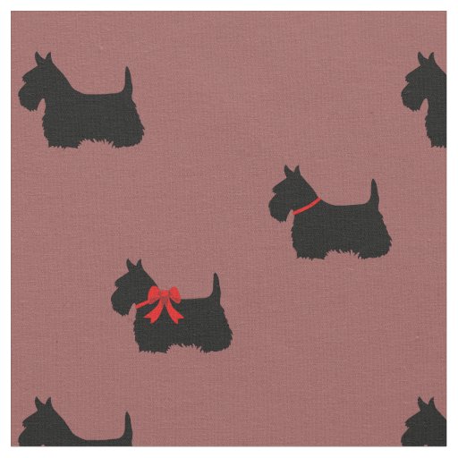 Scottish Terrier black silhouette/zazzle maroon Fabric