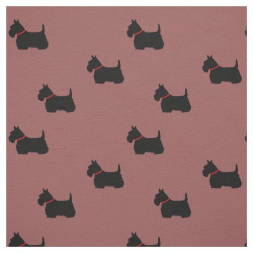 Scottish Terrier black silhouette/zazzle maroon Fabric