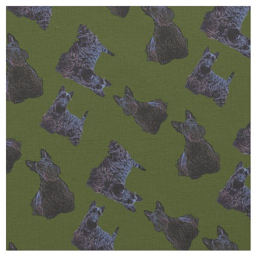 Scottish Terrier black sitting/standing/Odee green Fabric