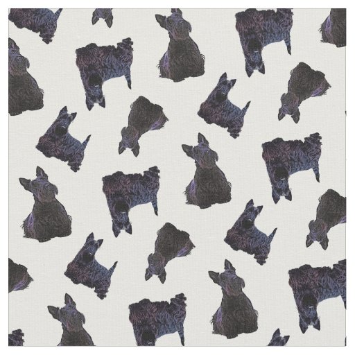 Scottish Terrier black sitting/standing/zaz PNG Fabric
