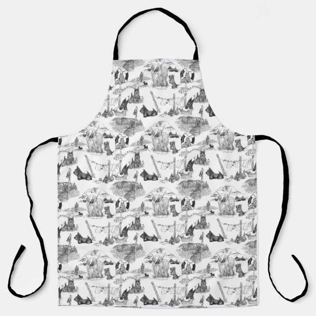 SCOTTISH Terrier Black Toile Apron (Front)