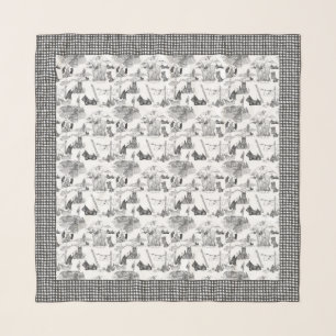 SCOTTISH Terrier Black Toile & Gingham Scarf