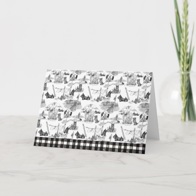 SCOTTISH Terrier Black Toile Thank You Card (Front)