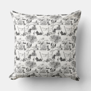 SCOTTISH Terrier Black Toile Throw Pillow
