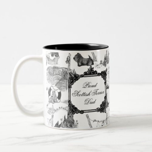 SCOTTISH Terrier Black Toile wCustomization Two_Tone Coffee Mug