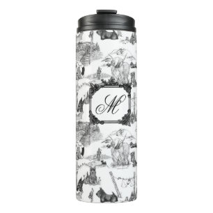 SCOTTISH Terrier Black Toile w/Monogram Thermal Tumbler