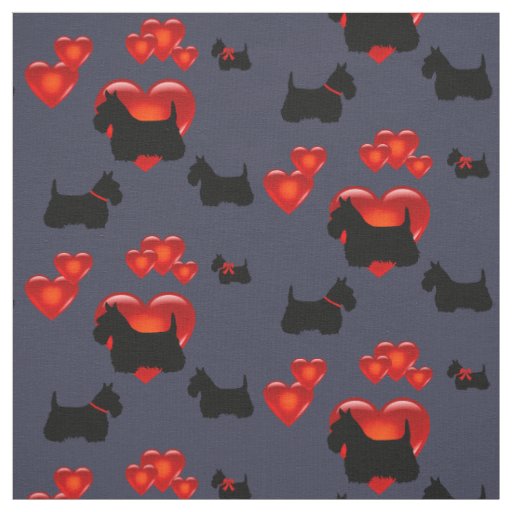 Scottish Terrier black/wheaten silhouette heart Fabric