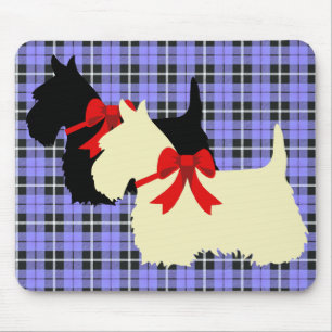 Scottish Terrier black/wheaten silhouette plaid Mouse Pad