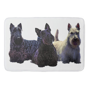 Scottish Terrier black/wheaten trio, black dog Bathroom Mat