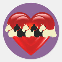 Scottish Terrier black/white double heart/collar