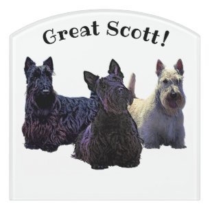 Scottish Terrier black /white, Great Scott! Door Sign