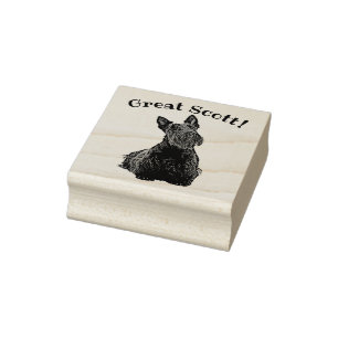 Scottish Terrier, black/white, Great Scott! Rubber Stamp