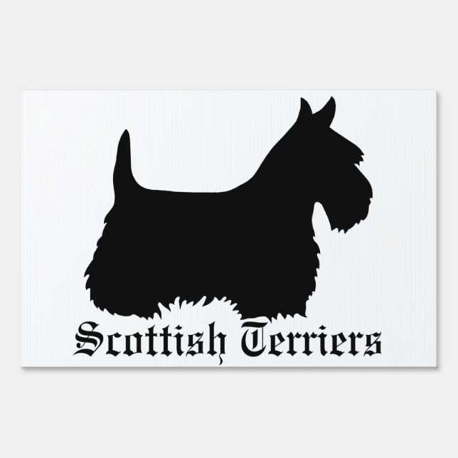 Scottish Terrier black/white silhouette Sign (Front)