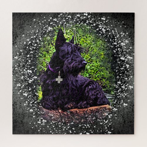 Scottish Terrier black with celtic cross Jigsaw Puzzle